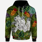 Australia Aboriginal Inspired Hoodie - Custom Indigenous Green Frog Watercolor Dot Art Painting