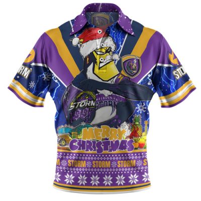 Melbourne Storm Christmas Custom Polo Shirt - Storm Man Santa Claus Aussie Big Things Polo Shirt