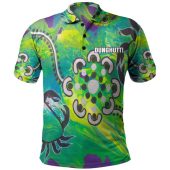 (Dunghutti) Custom Australia Polo Shirt  Aboriginal Dot Painting Black