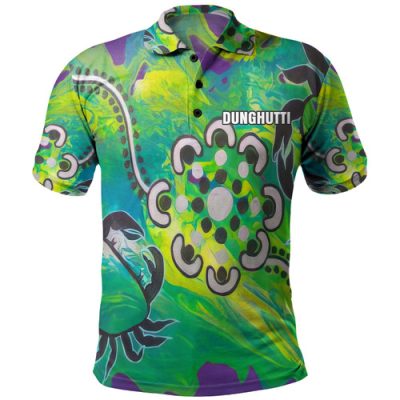(Dunghutti) Custom Australia Polo Shirt  Aboriginal Dot Painting Black
