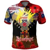Australia Anzac Day Polo Shirt - World War II 1939 -1945 Anzac Day Commemoration Poppy Polo Shirt