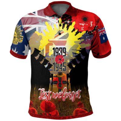 Australia Anzac Day Polo Shirt - World War II 1939 -1945 Anzac Day Commemoration Poppy Polo Shirt