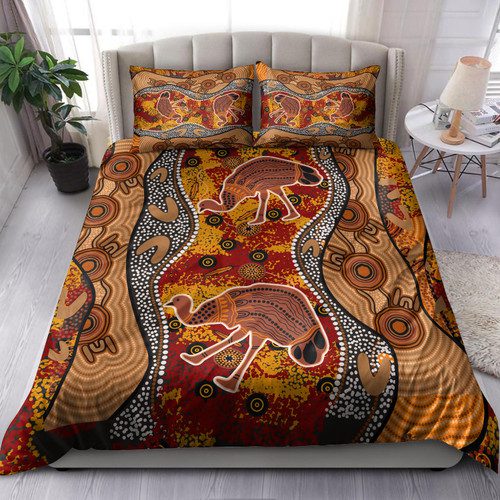 Australia Indigenous Bedding Set - Emu in the sky Aboriginal Inspired Art Australia Indigenous Bedding Set - Emu in the sky Aboriginal Inspired Art