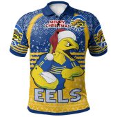 Parramatta Eels Christmas Polo Shirt - Custom Parramatta Eels Merry Christmas With Snowflake Pattern Polo Shirt
