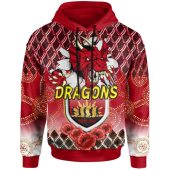 Australia Illawarra and St George Hoodie - Aboriginal Inspired And Anzac Day With Dragons Poppy Flower Patterns Hoodie