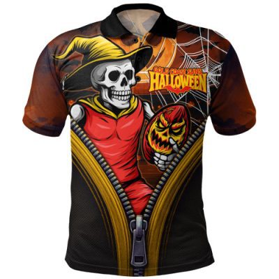 Gold Coast SUNS Polo Shirt Halloween Night Reaper Zipper