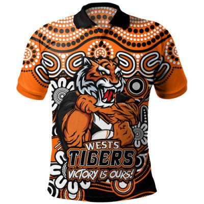 Wests Tigers Polo Shirt Aboriginal Inspired Tough Fan Rugby For Life
