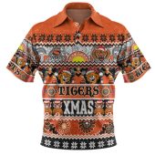 Wests Tigers Christmas Aboriginal Custom Polo Shirt - Indigenous Knitted Ugly Xmas Style Polo Shirt