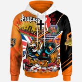 Australia Tigers Hoodie - Custom Remembrance Tigers Anzac Quote With Poppy And Rosemary Hoodie