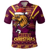 Brisbane Broncos Polo Shirt Merry Christmas Festive Spirit Edition