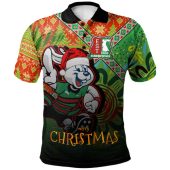 South Sydney Rabbitohs Gradient Polo Shirt - Custom Merry Christmas Rabbitohs Indigenous Pride Polo Shirt
