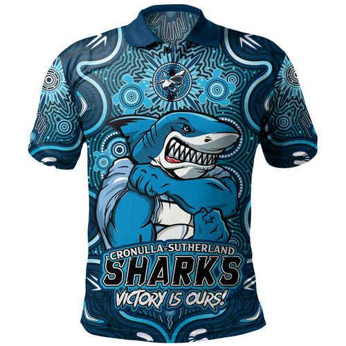 Cronulla-Sutherland Sharks Polo Shirt Aboriginal Pattern Inspired Victory Is Ours Cronulla-Sutherland Sharks Polo Shirt Aboriginal Pattern Inspired Victory Is Ours