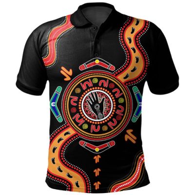Australia Polo Shirt Aboriginal Inspired Meeting Place Style Of Dot Painting