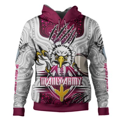 Manly Warringah Sea Eagles Indigenous Custom Hoodie - Super Manly Army Scratch Style Hoodie