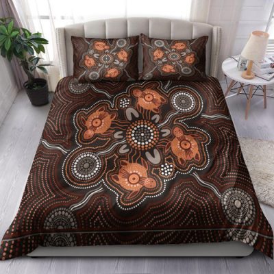 Australia Indigenous Bedding Set - Turtle Art Aboriginal Inspired
