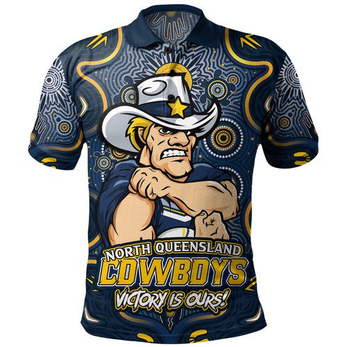 North Queensland Cowboys Polo Shirt Aboriginal Pattern Inspired Victory Is Ours North Queensland Cowboys Polo Shirt Aboriginal Pattern Inspired Victory Is Ours
