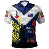 Australia Anzac Day Polo Shirt -  Poppies with Golden Wattle Flowers Lest We Forget