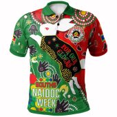 South Sydney Rabbitohs Polo Shirt - Custom Souths Naidoc For Our Elders Watercolour Dot Painting