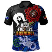Australia Polo Shirt Naidoc Week 2024 Indigenous Keep The Fire Burning Aboriginal Dot Art Painting