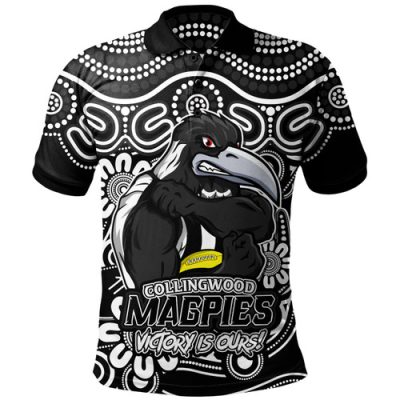 Collingwood Polo Shirt Aboriginal Inspired Tough Fan Football For Life