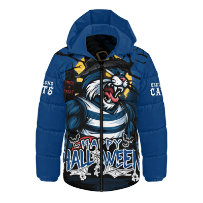 Geelong Cats Hooded Padded Jacket Full Moon Fever Halloween Supporter
