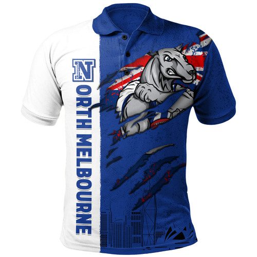 North Melbourne Polo Shirt Burning Passion Of Power Scratch Style North Melbourne Polo Shirt Burning Passion Of Power Scratch Style