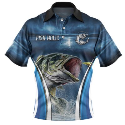 Australia Fishing Custom Polo Shirt - Jumping Barramundi Fishing  Polo Shirt