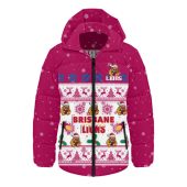 Brisbane Lions Hooded Padded Jacket Special Ugly Christmas Holiday Footy Fans
