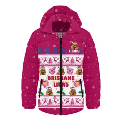 Brisbane Lions Hooded Padded Jacket Special Ugly Christmas Holiday Footy Fans