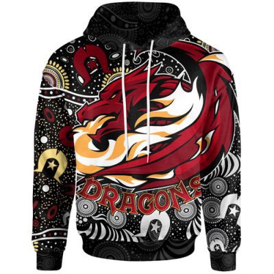 St. George Illawarra Dragons Hoodie - Custom Dragon Aboriginal Inspired Pattern Naidoc Week Hoodie