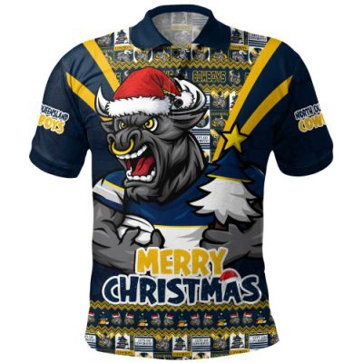North Queensland Cowboys Polo Shirt Merry Christmas Festive Spirit Edition