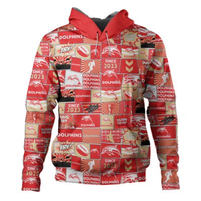 Redcliffe Dolphins Hoodie - Team Of Us Die Hard Fan Supporters Comic Style