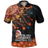 Australia Naidoc Week Custom Polo Shirt - For Our Elders Naidoc Week Snake Aboriginal Painting With Flag (Blue)