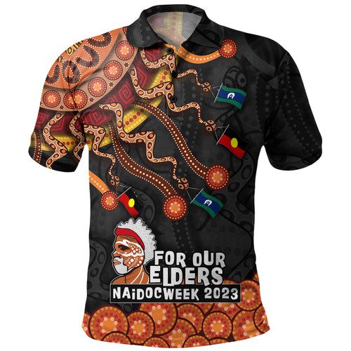 Australia Naidoc Week Custom Polo Shirt - For Our Elders Naidoc Week Snake Aboriginal Painting With Flag (Blue) Australia Naidoc Week Custom Polo Shirt - For Our Elders Naidoc Week Snake Aboriginal Painting With Flag (Blue)