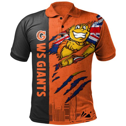 GWS GIANTS Polo Shirt Burning Passion Of Power Scratch Style GWS GIANTS Polo Shirt Burning Passion Of Power Scratch Style