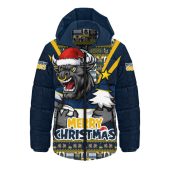 North Queensland Cowboys Hooded Padded Jacket Merry Christmas Festive Spirit Edition