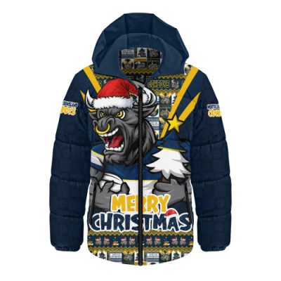 North Queensland Cowboys Hooded Padded Jacket Merry Christmas Festive Spirit Edition