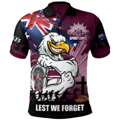 Manly Warringah Sea Eagles Polo Shirt Fearless ANZAC Defender