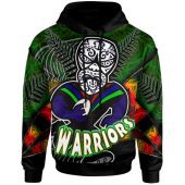 New Zealand Warriors Hoodie - Custom Warrios Maori Mask Player Maori Style Ethnic Ornament Pattern Player And Number Hoodie