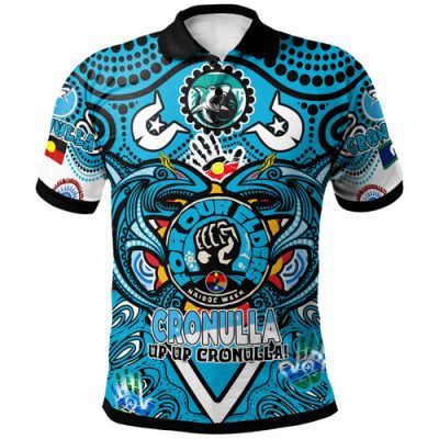 Cronulla-Sutherland Sharks Naidoc Polo Shirt - Custom Up Up Sharkies Naidoc Week For Our Elders Tribal Polo Shirt