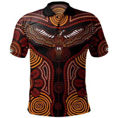 Australia Polo Shirt Aboriginal Inspired Eagles With Dot Painting Pattern
