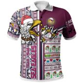 Manly Warringah Sea Eagles Christmas Polo Shirt - Custom Scratch Manly Warringah Sea Eagles Snowflakes Ho Ho Ho Personalized Name And Number Polo Shirt
