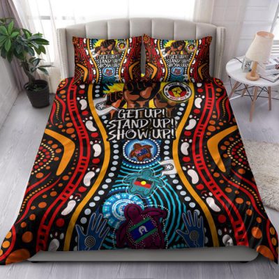 Australia Naidoc Week Custom Bedding Set - Aboriginal Inspired and Torres Strait Islander Get Up! Stand Up! Show Up!