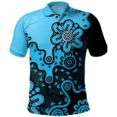 Australia Polo Shirt Aboriginal Style Of Background Blue (Grey,Orange)