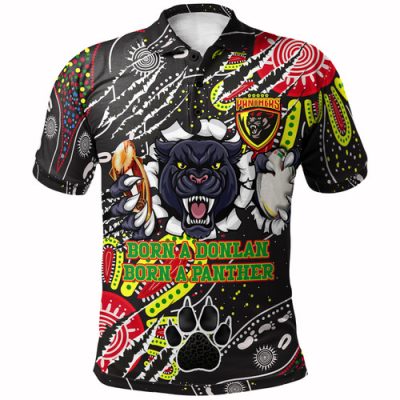 Penrith Panthers Custom Polo Shirt - Mighty Black The Proud Of Penrith Panthers Indigenous Scratch Polo Shirt