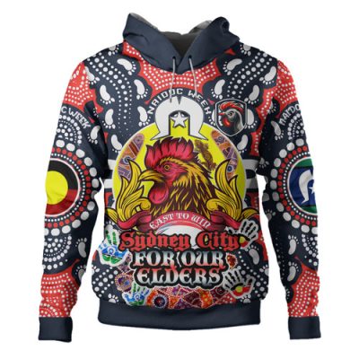 Sydney Roosters Naidoc Hoodie - Custom Sydney Roosters Naidoc WeekFor Our Elders Aboriginal Inspired Hoodie