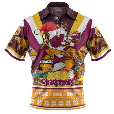 Brisbane Broncos Christmas Custom Polo Shirt - Broncos Santa Aussie Big Things Christmas Polo Shirt