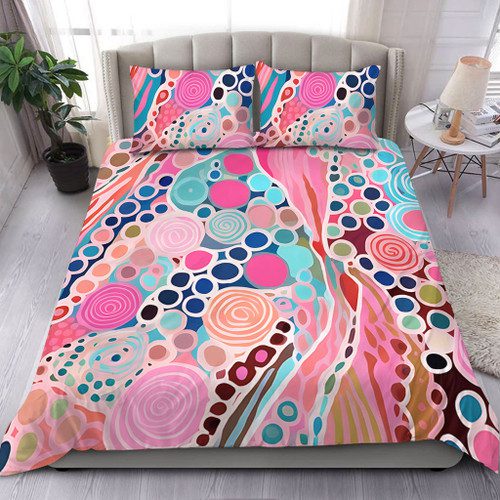 Australia Aboriginal Bedding Set - Australian Aboriginal Art Vivid Pastel Colours Bedding Set Australia Aboriginal Bedding Set - Australian Aboriginal Art Vivid Pastel Colours Bedding Set