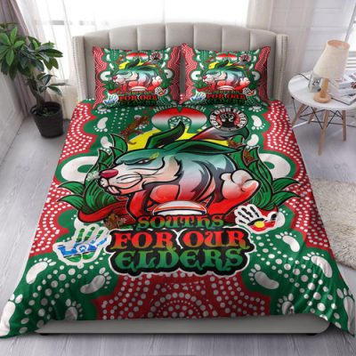South Sydney Rabbitohs Custom Bedding Set - Souths Super Bunny Naidoc Week For Our Elders Aboriginal Inspired