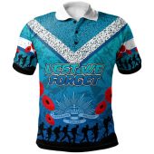 Cronulla-Sutherland Sharks Anzac Custom Polo Shirt - Blue Keeping the Spirit Alive Polo Shirt